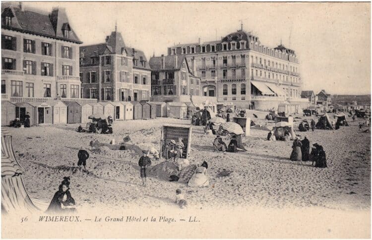 Le Grand Hôtel et la plage de Wimereux vers 1900