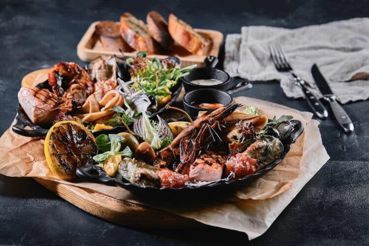 Fruits de mer prêts à déguster