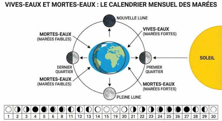Calendrier mensuel des marées