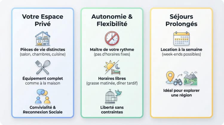 Infographie avantages d'un gîte